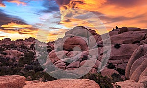 Sunset on the Jumbo Rocks, Joshua Tree National Park, California