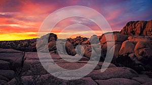 Sunset on the Jumbo Rocks, Joshua Tree National Park, California