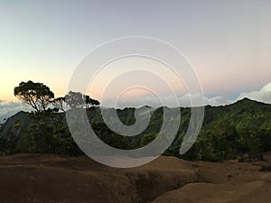 Sunset at Kalalau Lookout in Waimea Canyon on Kauai Island, Hawaii.