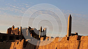 Sunset at Karnak Temple in Luxor, Egypt.