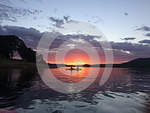 Sunset in kayak, Lake Hume Tallangatta
