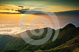 Sunset at Khaolaem-dam in Thailand