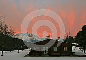 Sunset in Kitzbuhel, Austria.