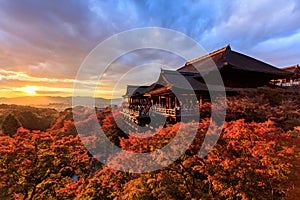 Sunset at Kiyomizu-dera Temple in Kyoto