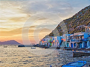 Sunset in Klima village in Milos island