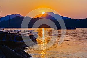 Sunset at kong river, Luang prabang Laos.