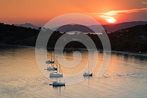 Sunset on Koukounaries beach at Skiathos