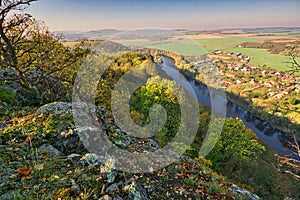 Sunset on Krivin mountain over Hron river during autumn