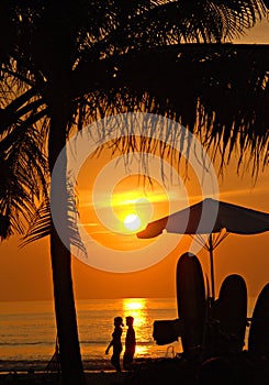 Sunset on Kuta beach, Bali