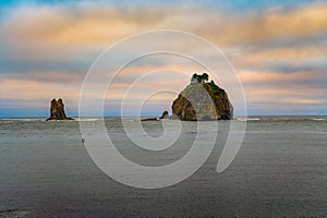 Sunset at La Push Beach in Washington State, Olympic National Park Area