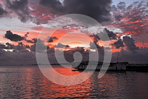 Sunset at La Rambla, in Montevideo, Uruguay