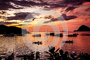 Sunset in Labuan Bajo, Flores, Indonesia photo