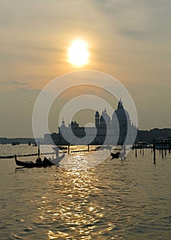 Sunset in the lagoon of venice