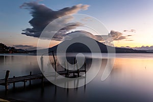 Sunset on lake atitlan guatemala photo