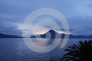 Sunset on Lake Atitlan in Guatemala photo