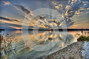 Sunset at lake Chiemsee