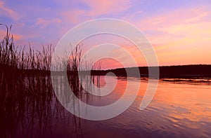 Sunset on lake photo