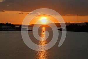 Sunset on lake Flores Guatemala photo