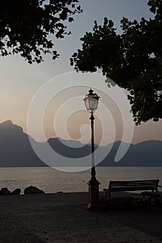 Sunset at lake Garda, Torri del Benaco, italy