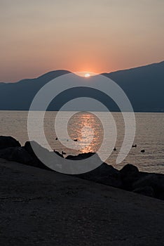Sunset at lake Garda, Torri del Benaco, italy