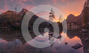 Sunset on Lake Hintersee