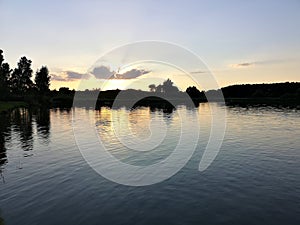 Sunset on the lake landscape