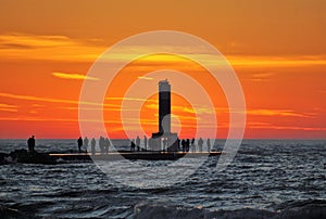 Sunset on Lake Michigan at Holland State Park