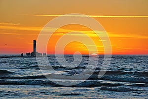 Sunset on Lake Michigan at Holland State Park