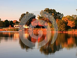 Sunset on the lake in Minneapolis