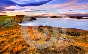 Sunset at Lake Myvatn