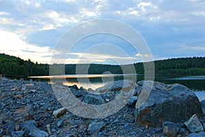 Sunset on the lake of pierre percee photo