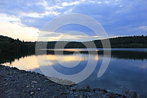 Sunset on the lake of pierre percee photo
