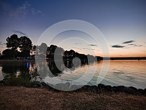 Sunset lake reflections