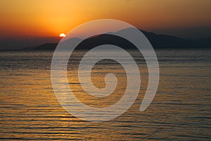 Sunset on lake Sevan, Armenia