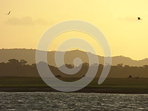 Sunset in Lake in sri lanka.