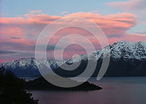 Sunset of Lake Wakatipu, Queenstown, New Zealand