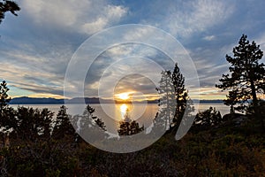 Sunset landscape of Lake Tahoe