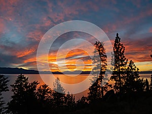 Sunset landscape of Lake Tahoe