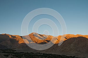 Sunset and landscape at leh city ladakh j&k india