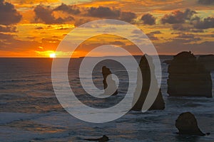 Sunset landscape view the Twelve Apostles Great Ocean Road in Victoria Australia