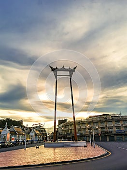 Sunset landscape of Wat Suthat Thep Wararam