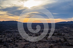 Sunset landscape of Wichita Mountains National Wildlife Refuge