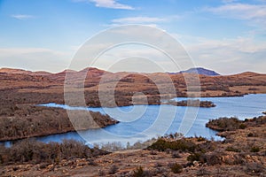 Sunset landscape of Wichita Mountains National Wildlife Refuge