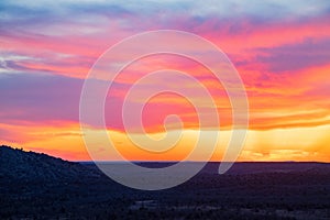 Sunset landscape of Wichita Mountains National Wildlife Refuge