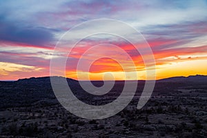 Sunset landscape of Wichita Mountains National Wildlife Refuge