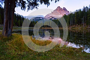 Sunset landscapes in Lake Antorno