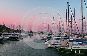 Sunset in Larnaka marina, Cyprus