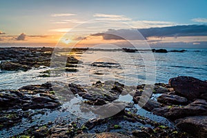 Sunset in Le Croisic region in Brittany in France