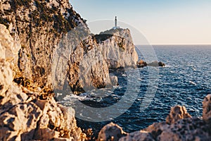 Sunset in Lefkada at the Cape Lefkatas Lighthouse