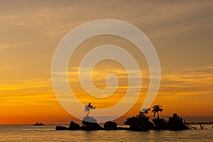 Sunset leisure time on Boracay beach. Philippines